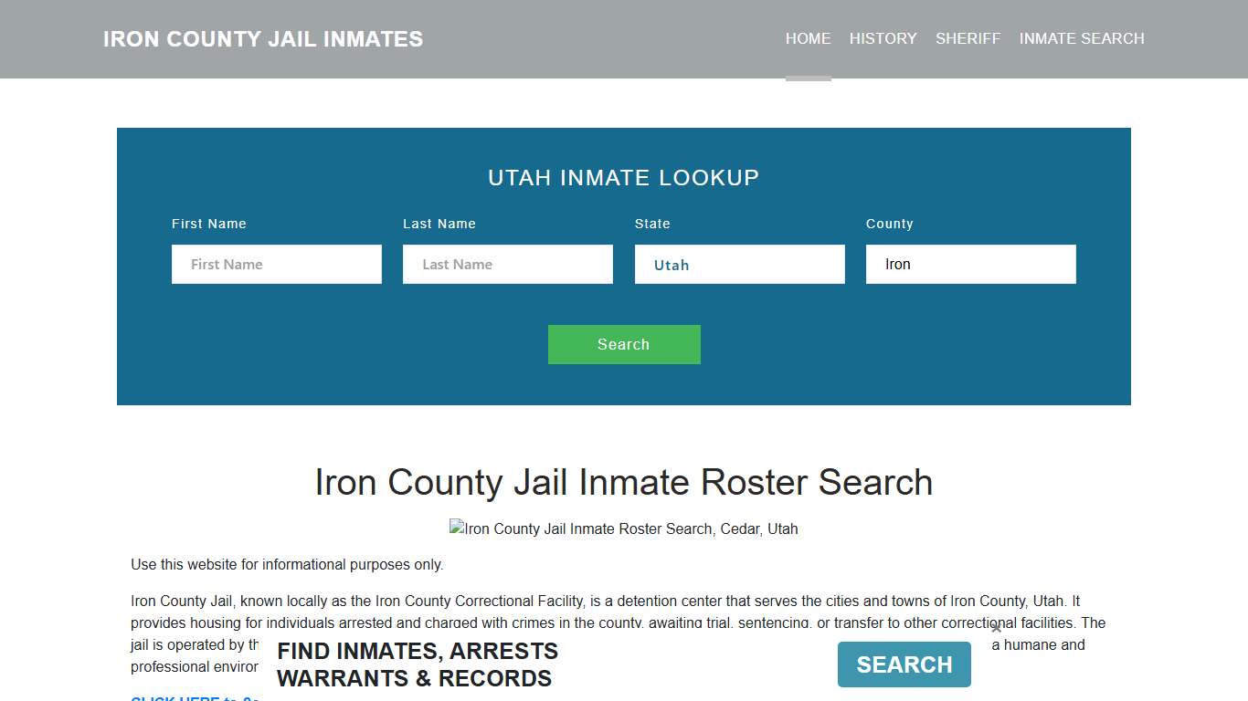 Iron County Jail Inmate Roster Lookup, Cedar, UT